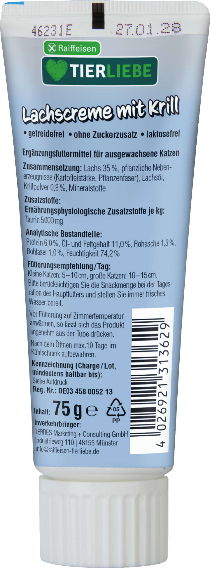 TIERLIEBE Lachscreme mit Krill für Katzen